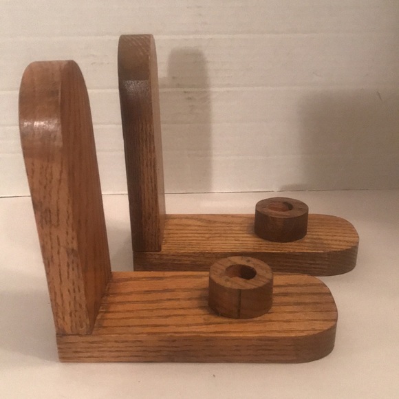 Set of Two Oak Taper Candle Holders - Picture 7 of 10